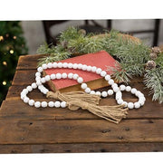 White Beaded Garland with Tassels - 48"L