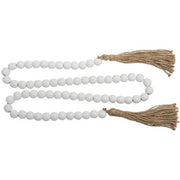 White Beaded Garland with Tassels - 48"L