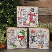 Snowman Picture Block with LED Lights  (3 Count Assortment)