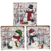 Snowman Picture Block with LED Lights  (3 Count Assortment)