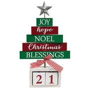 Wooden Christmas Blessings Countdown Tree
