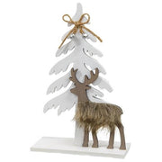 Winter Tree and Deer Cutout Wood Sitter