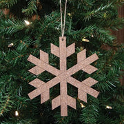 Wooden Iridescent Glitter Snowflake Ornament