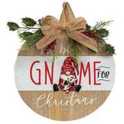 Welcome Gnome Christmas Round Wood Sign  (2 Count Assortment)