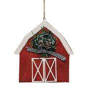 Barn with Wreath Ornament  (2 Count Assortment)