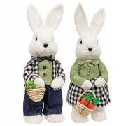 Mr. & Mrs. Gingham Fabric Bunnies  (2 Count Assortment)