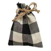 Black/White Buffalo Check Fabric Drawstring Bag