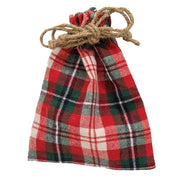 Christmas Plaid Fabric Drawstring Bag