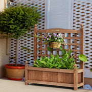 Solid Wood Planter Box with Trellis Weather-resistant Outdoor - Color: Brown