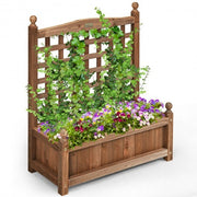 Solid Wood Planter Box with Trellis Weather-resistant Outdoor - Color: Brown