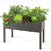 Wooden Raised Vegetable Garden Bed Elevated Grow Vegetable Planter-Gray - Color: Gray