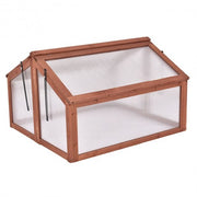 Double Box Garden Wooden Greenhouse - Color: Brown