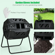 43 Gallon Composting Tumbler Compost Bin with Dual Rotating Chamber - Color: Black