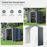 Outdoor Storage Shed Extension Kit for 7 Feet Shed Width - Color: Gray