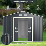 9 x 6 Feet Metal Storage Shed for Garden and Tools-Gray