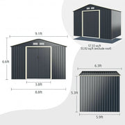 9 x 6 Feet Metal Storage Shed for Garden and Tools-Gray