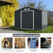 9 x 6 Feet Metal Storage Shed for Garden and Tools-Gray