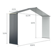 Outdoor Storage Shed Extension Kit for 11.2 Feet Shed-Gray