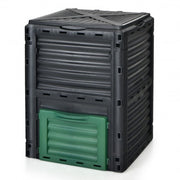 80-Gallon Outdoor Composter with Large Openable Lid and Bottom Exit Door - Color: Black