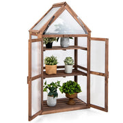 Cold Frame Mini Wooden Greenhouse for Vegetable and Flower-Brown