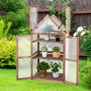 Cold Frame Mini Wooden Greenhouse for Vegetable and Flower-Brown - Color: Brown