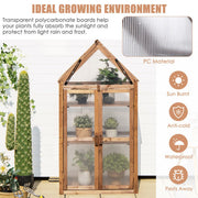 Cold Frame Mini Wooden Greenhouse for Vegetable and Flower-Brown - Color: Brown