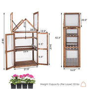 Cold Frame Mini Wooden Greenhouse for Vegetable and Flower-Brown - Color: Brown