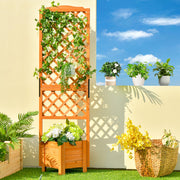 71" Raised Garden Bed with Trellis and Planter Box-Orange - Color: Orange