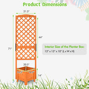 71" Raised Garden Bed with Trellis and Planter Box-Orange - Color: Orange