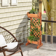 2-Tier Wooden Raised Garden Bed with Trellis-Orange - Color: Orange