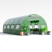 20 x 10 x 6.6 Feet Greenhouse with  Windows and Doors for Outdoor-Green - Color: Green