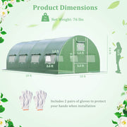 20 x 10 x 6.6 Feet Greenhouse with  Windows and Doors for Outdoor-Green - Color: Green