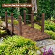 5 Feet Wooden Garden Bridge with Safety Rails-Brown - Color: Brown