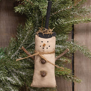 Stiffened Fabric Top Hat & Jingle Bell Button Snowman Ornament