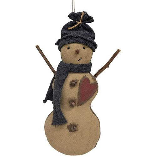 Stiffened Fabric Heart - Hat & Scarf Snowman Hanger