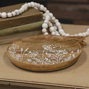 Flower Carved Wood Plate