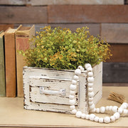 Distressed Wooden Whitewashed Square Drawer