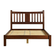 King Farmhouse Style Solid Wood Platform Bed Frame with Headboard in Cherry