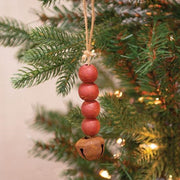 Red Bead & Jingle Bell Ornaments (Set of 6)