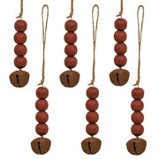 Red Bead & Jingle Bell Ornaments (Set of 6)