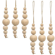 Natural Wooden Bead Ornaments (Set of 6)
