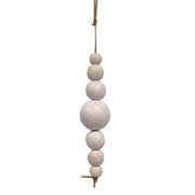 White Wooden Bead Ornaments on Jute (Set of 6)