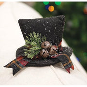 Snowy Stuffed Felt Top Hat with Pine & Bells