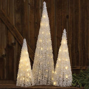 Light Up Tinsel Cone Trees (Set of 3)