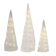 Light Up Tinsel Cone Trees (Set of 3)