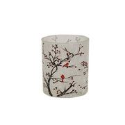 Frosted Winter Cardinals on Branches Pillar Jars (Set of 2)