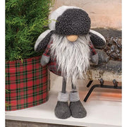 Large Standing Plush Red/Gray Plaid Santa Gnome