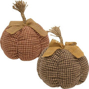 Large Country Plaid Pumpkin  (2 Count Assortment)