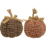 Small Country Plaid Pumpkin  (2 Count Assortment)