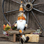 Harvest Plaid Scarecrow Dangle Leg Gnome